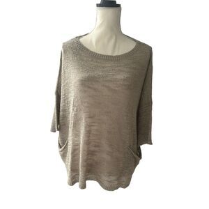 Zara‎ Knit Oversized Lightweight Dolman Sleeve Tan Sweater  Medium